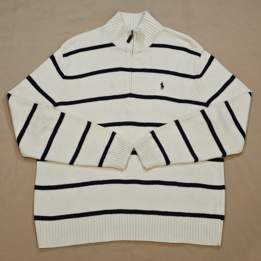 Polo Ralph Lauren Mens XL 1/4 Zip Knit‎ Sweater Embroidered Logo Mock Collar